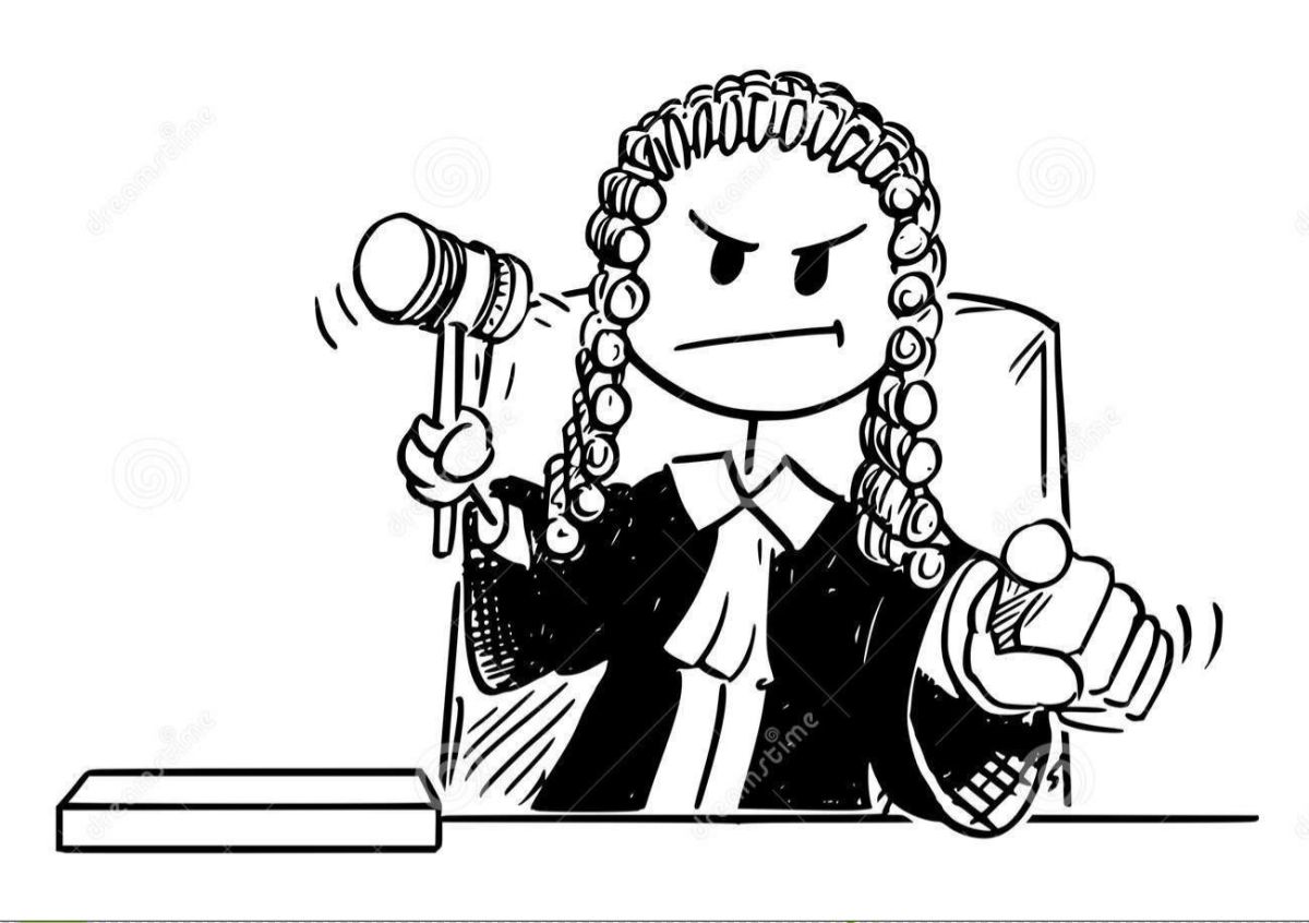 Судья в парике карикатура