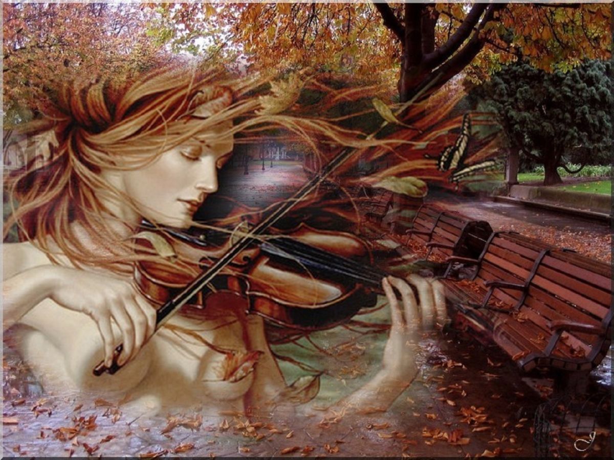 Осенняя мелодия любви содержание чем закончится. Осень девушка со скрипкой. Образ скрипки. Образ скрипача. Скрипка любовь.