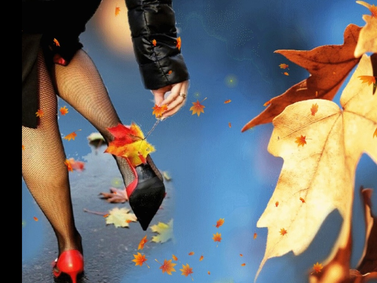Пришла осенним листопадом. Листья на каблуках. Листья под каблуками. Осень наступила. Осенняя фотосессия на каблуках.